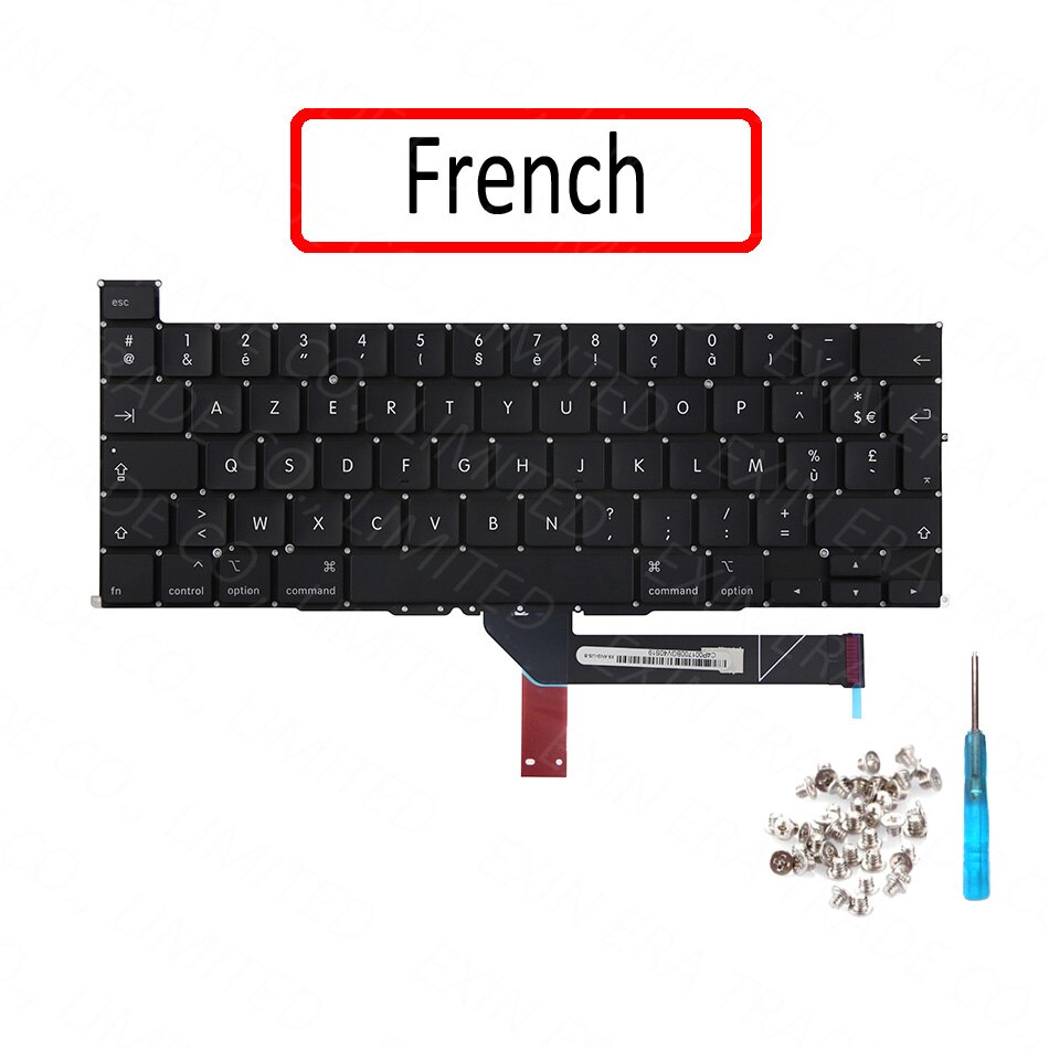 teclado A2141 EU UK US inglés FR francés ruso español alemán italiano danés para MacBook Pro Retina 16 "A2141 año: French