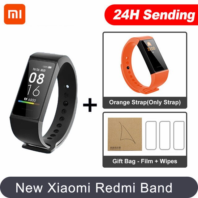 Xiaomi Mi Smart Band 4C Smart Hartslag Sport Monitor Bluetooth 5.0 Waterdichte Armband Touch Grote Kleur Screen Polsband: CN add Orange strap
