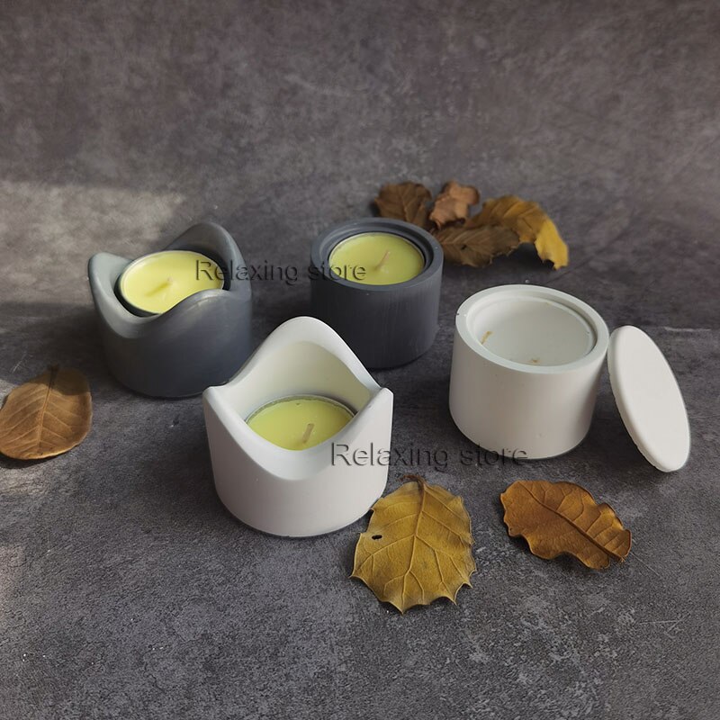 Mini Ronde Cement Klei Kaars Houder Beton Kandelaar Siliconen Mal Onregelmatige Gips Kaars Cup Container Epoxyhars Mal