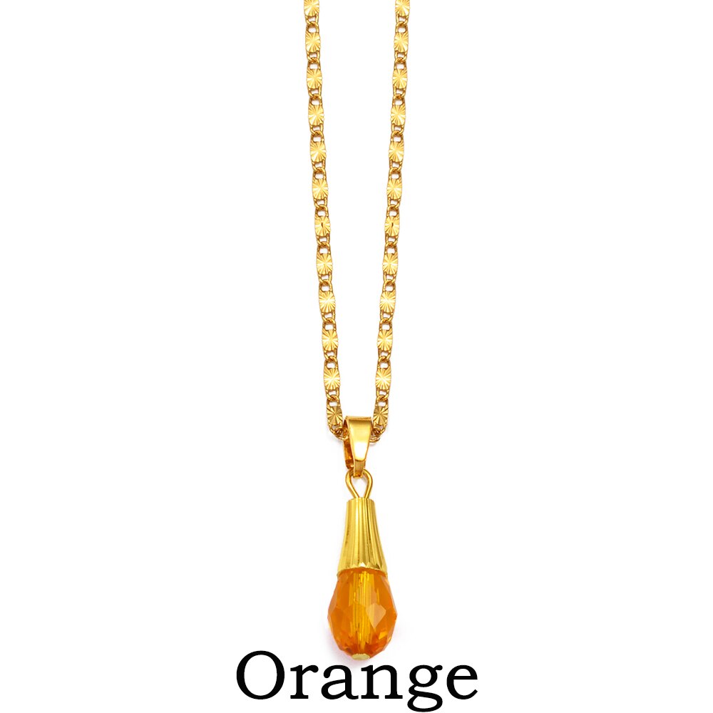 Anniyo Hawaiian Multiple Colour Ball Pendant Necklaces for Women Girls Crystal Jewelry Guam Micronesia Chuuk Pohnpei #256006: Orange Ball / 45cm or 17.7 Inches