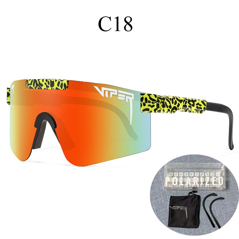 PIT VIPER-gafas de sol polarizadas para ciclismo, lentes de sol para bicicleta de montaña, con funda, UV400: C18