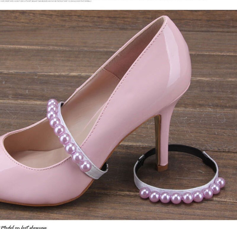 1 paire perle talons bandes lacet, accessoire de chaussure décoration sangles pour femmes, chaussures dentelle pour chaussures en vrac 7 couleur
