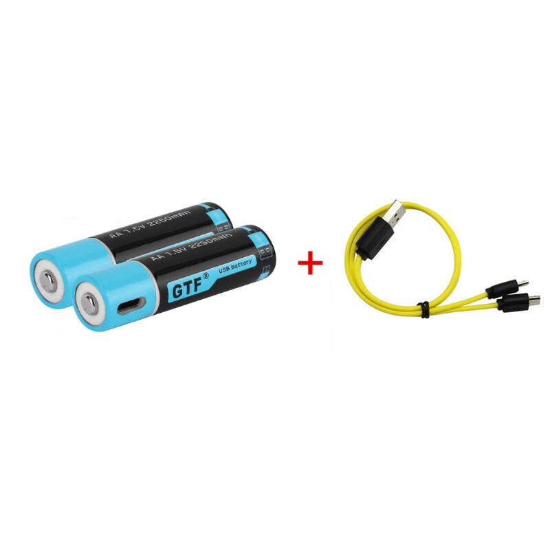 GTF 100% pojemność 1.5V 1500mAh AA akumulator litowo-jonowy 2250mwh litowo-polimerowy z USB akumulator litowy usb + kabel USB: Czerwony