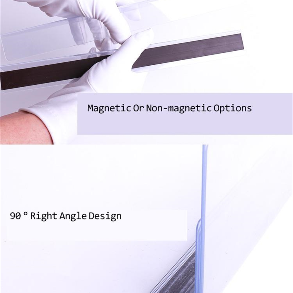 L-shape Commodities Separator Merchandise Guard Strip Supermarket Pvc Magnetic Clear Shelf Divider