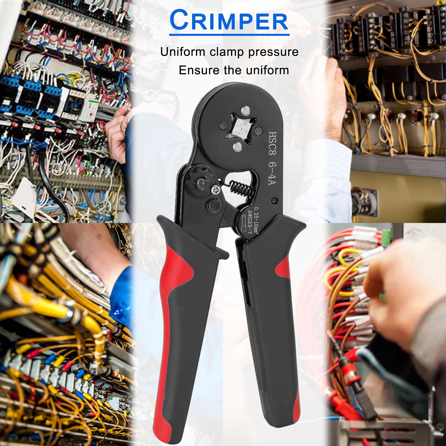 Hsc 8 6-4 0.25-10 m㎡ awg 23-7 hylse krympeverktøysett høy hardhet krympetang med 1200 stk trådhylser crimp ends terminal