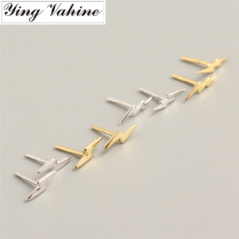 Ying Vahine 100% 925 Sterling Zilver Mini Kleine Lightning Stud Oorbellen Voor Vrouwen