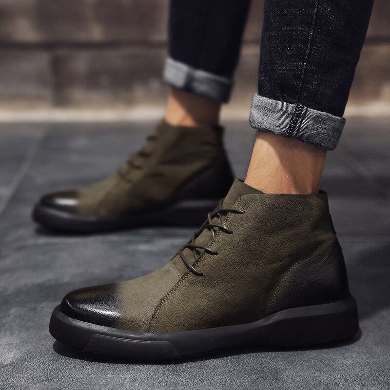 Herfst Mannen Martin Laarzen Borstel Lederen Enkellaarsjes Voor Mannen Winter Mode Casual Schoenen Mannelijke Schoenen Bootie