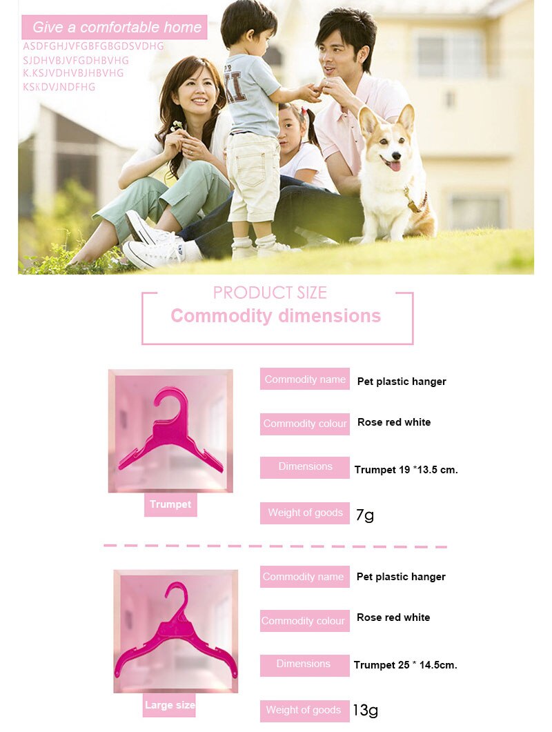 Pet Plastic Coat Hanger Dog Clothes Hanger Pet Clothes Hanger Children's Small Hanger