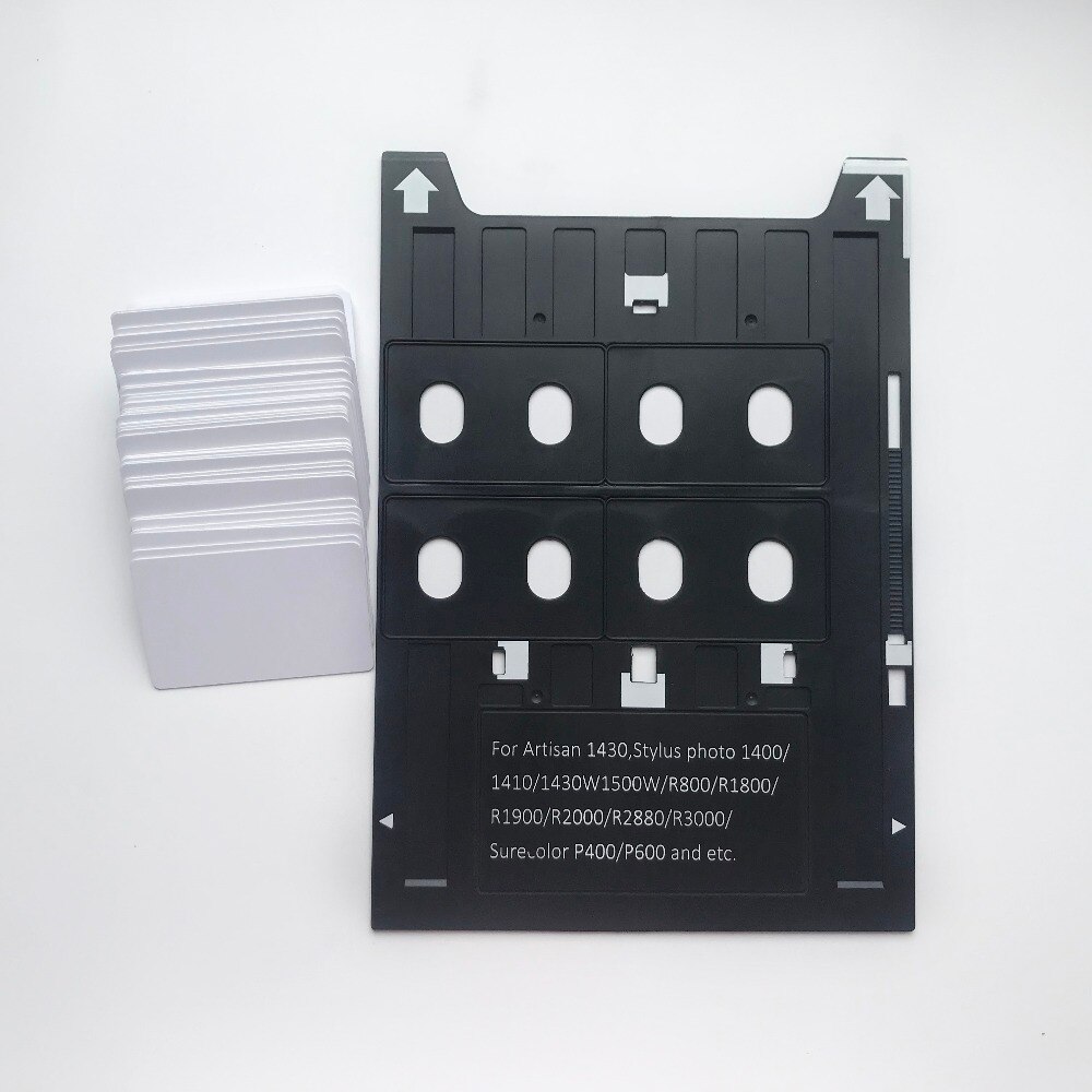 50X Double face imprimable jet d'encre Club école carte d'identité + 1pc carte plateau pour Epson 1430/1400/1410 SureColor P400 imprimantes