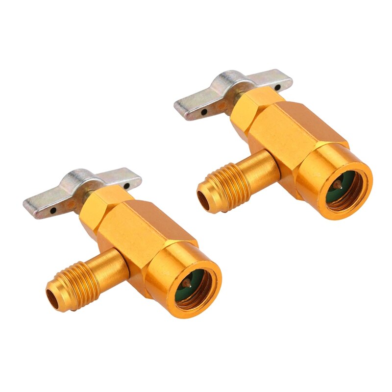 2Pcs R-134A AC and R134A Adaptor Refrigerant R134A Refrigerant Freon 134A Tap 1/2 inch Acme Thread Valve Tool Bottle Opener