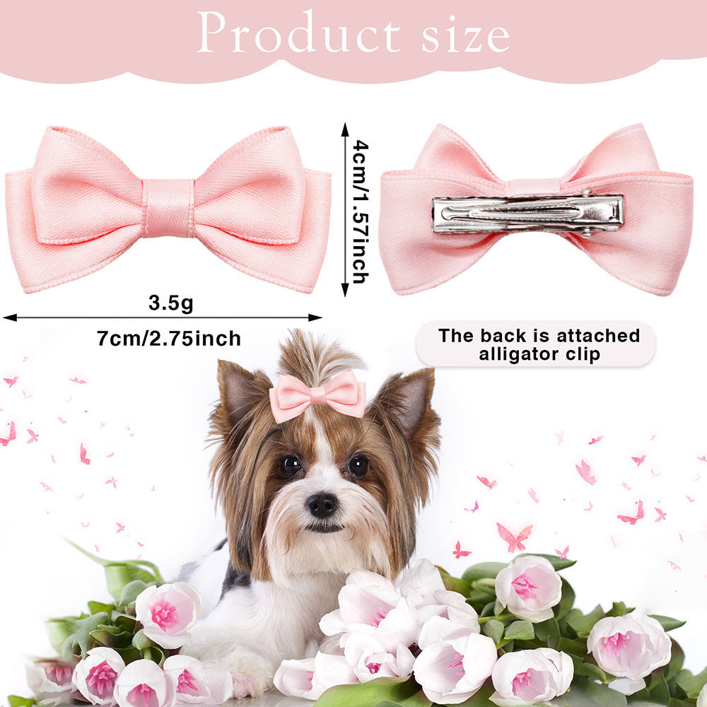 Pinzas para el pelo para mascotas, 2 uds., lazos para perros con Clip de Metal, lazos grandes para perros, accesorios para el cabello, lazos para perros, suministros para mascotas
