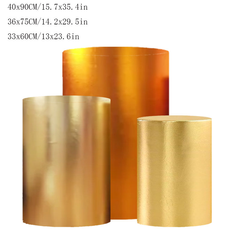 3 PCS Pink Pedestal Covers Birthday Party Decoration Gold White Fairy Tale Plinth Cover Cylinder Cover Event Props Elastic: Camel Color
