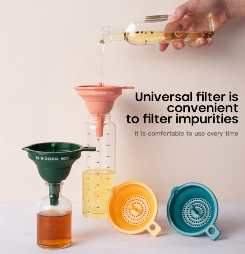 Mini Silicone Funnel Folding Funnel Kitchen Household Multifunctional Collapsible Portable Folding Oil Funnel Wine Funnel