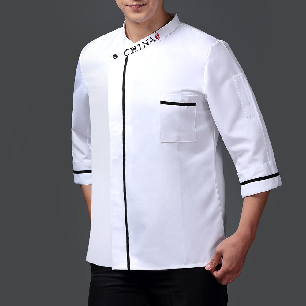 neue atmungsaktive lässig Koch jacke küche Gastronomie Restaurant Service Uniform bestickt backen Uniform: Weiß Koch passen / XXXL