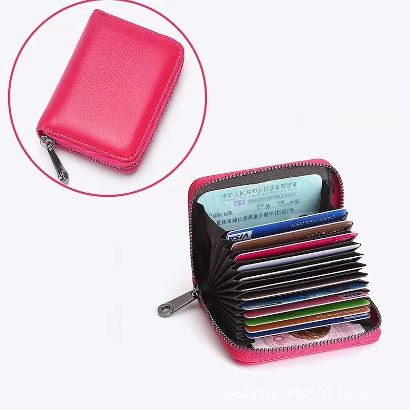 Mini skórzany portfel na 22 karty Etui biznesowe Torebka Etui na karty kredytowe Blokowanie RFID Torba na karty o dużej pojemności