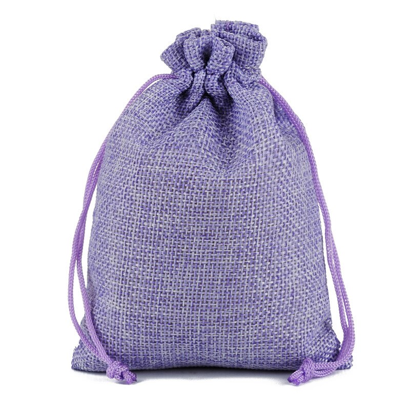 100 pcs/lot 7x9 cm différentes tailles toile de Jute toile de Jute toile de Jute sacs à cordon pochettes pour noël mariage emballage sac: Purple