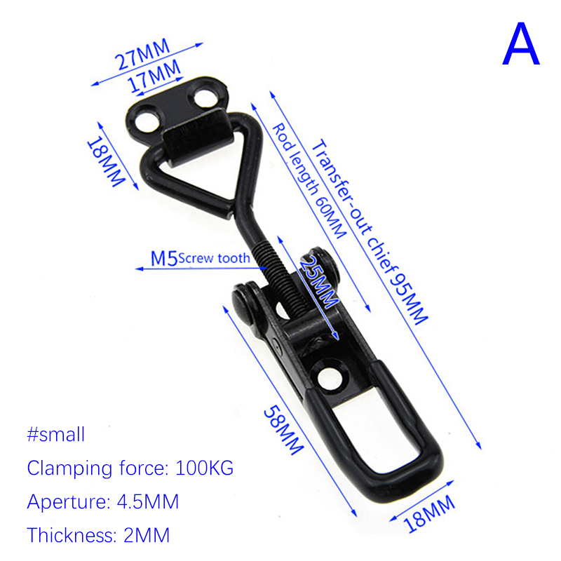 Elbow Clamp Black Quick Clamp Latch Clamp Box Cabinet Boxes Lever Handle Lock Hasp For Home Sliding Door Furniture Hardware: Silver