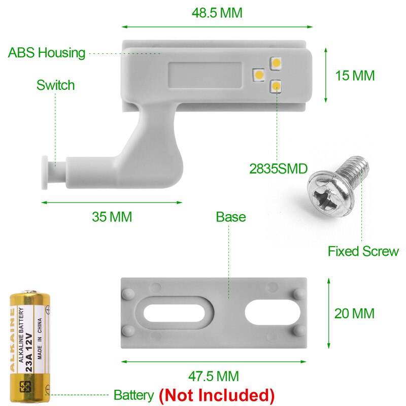 10Pcs Led Inner Scharnier Lamp Onder Kast Verlichting Universele Garderobe Kast Sensor Verlichting Voor Slaapkamer Keuken Closet Night Lamp