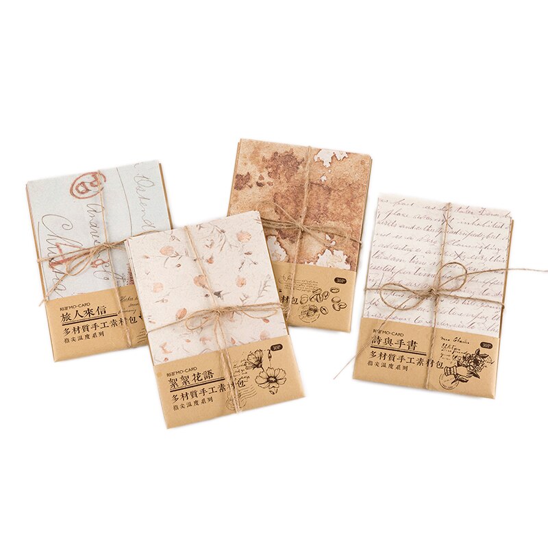 30 pcs fingertip temperature series retro decorative junk diary paper scrapbook material DIY aesthetic diary material paper