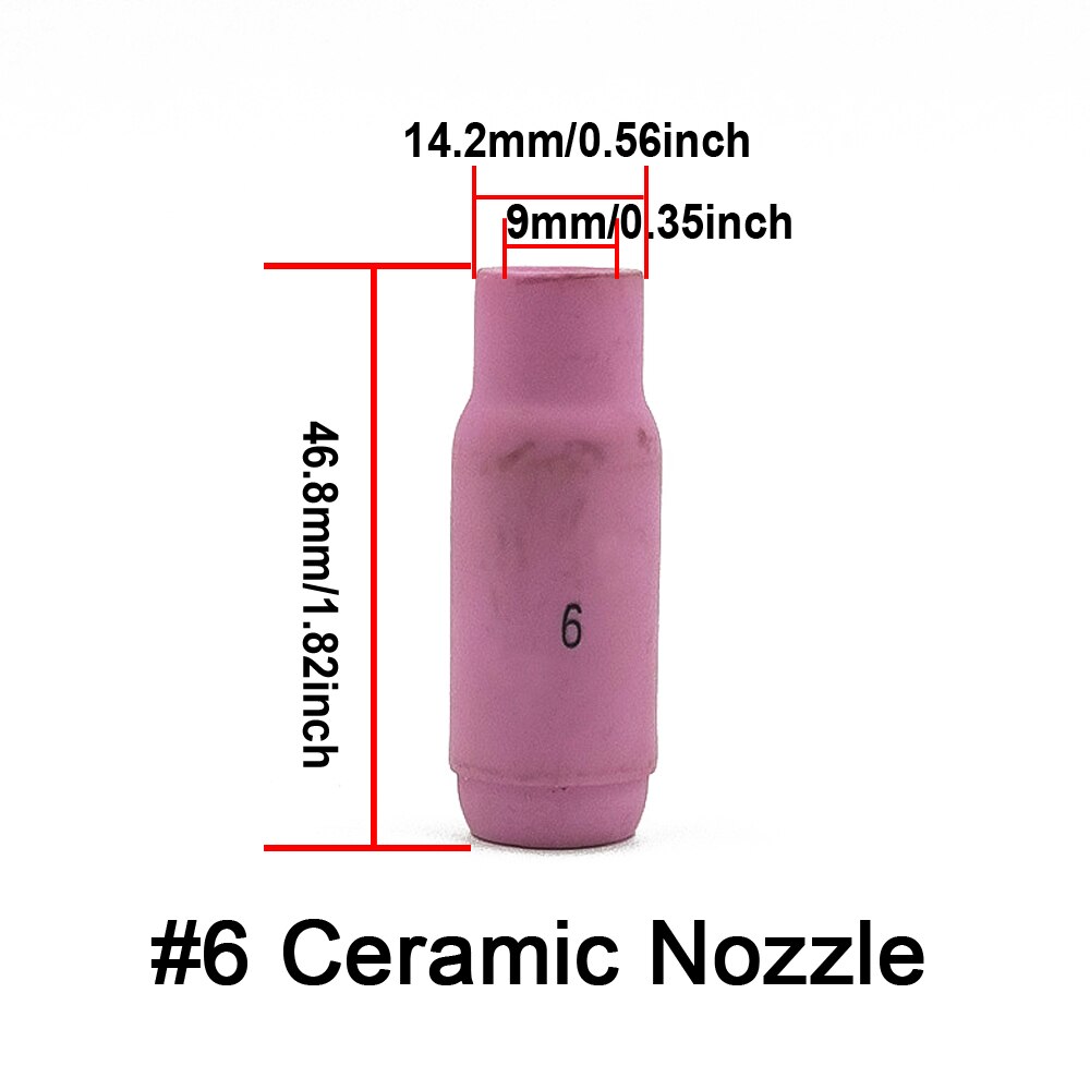4Pcs TIG Welding Torch Consumable #6 Ceramic Nozzle Tungsten Tig Collet Body Long Back Cap For WP17 WP18 WP26 Accessories