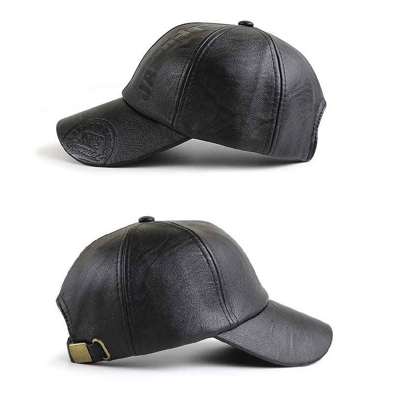 Wuaumx PU Baseball cap For Men Solid Faux Leather Cap Autumn Winter Men's Baseball Hat Trucker Cap Street Wear