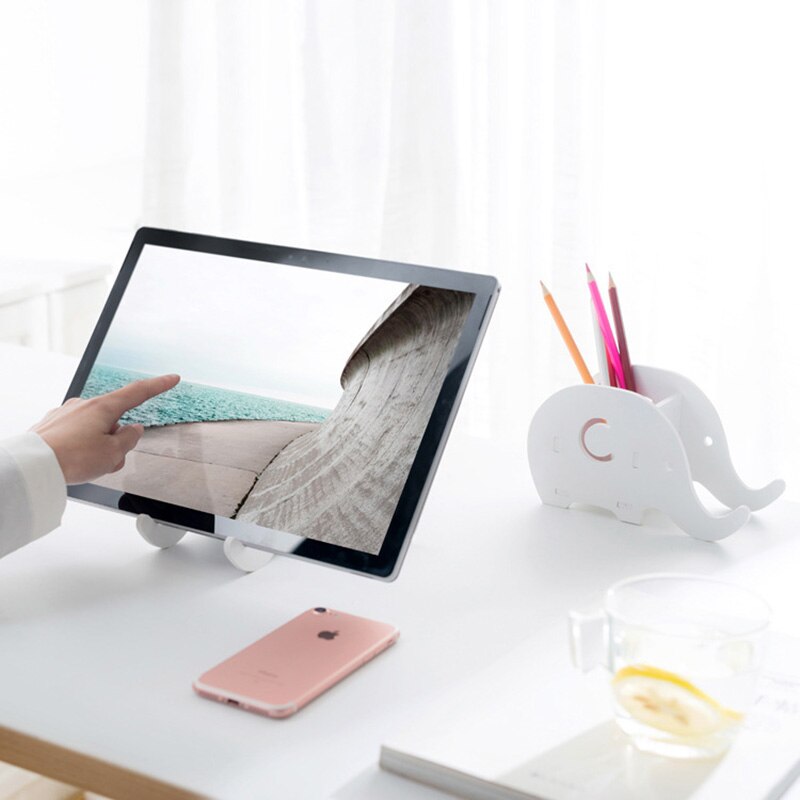 Portable Detachable Pen Holder Phone Stand Desktop Storage Box Organizer Office Accessories Stationery Study INS White Simple