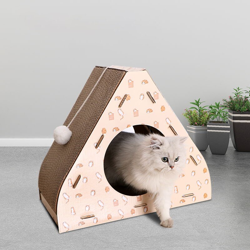 Trekant skrapestolpe for kattesaker papphus rascador para gato for med skrapestolpe katter lekeplass maison chat