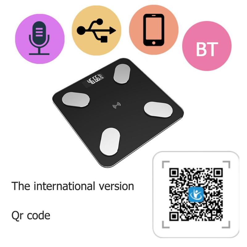 0,1 kg-180 básculas de baño en kg báscula de grasa corporal LCD Digital voz inteligente Bluetooth APP básculas electrónicas Analizador de composición corporal