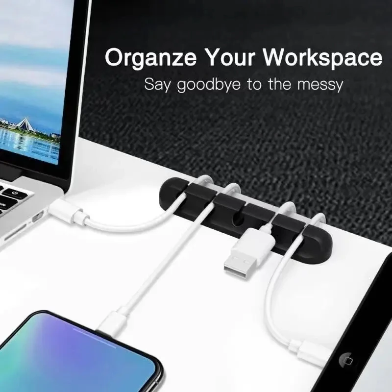 Cable Organizer Silicone Cable Clips Cable Management Cable Winder Desktop Tidy Manager Mobile Phone Data Cable Organizer