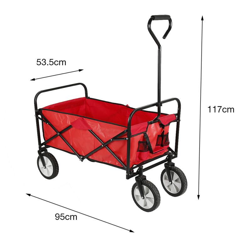 69*13.5*55cm Foldable Garden Trolley Cart Tool Handcart Transport Trolley 4 Wheel Pull Along Wheelbarrow Garden Tools HWC: Default Title