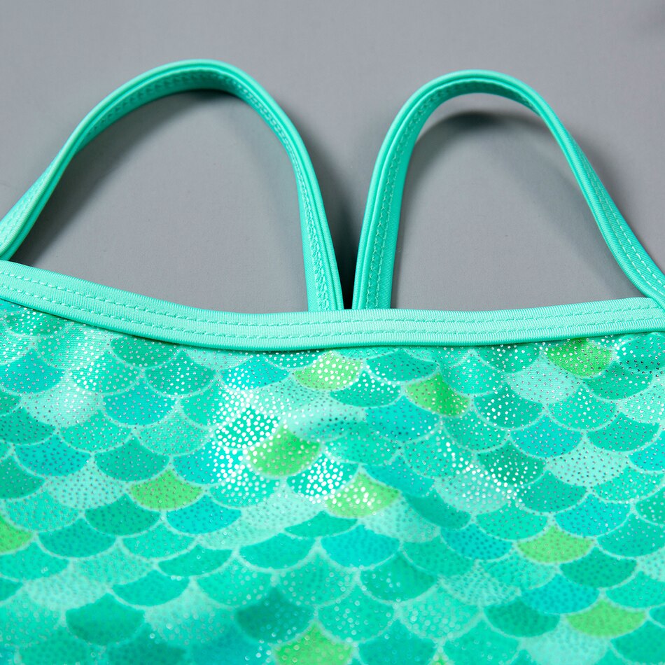 Girls Swimsuit 3-16Years Large Green Mermaid Swimwear For Children One Piece Teenager Girls Bathing Suit ST199