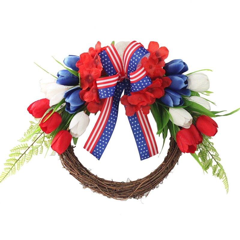 60 Cm Frhlingskranz Fr Die Haustr Mit Tulpen  Knstlicher Bunter  Blumenkranz Mit Grnen Blttern Tulpen Kranz Knstlich