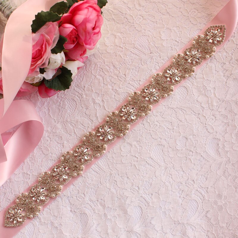 Bruids Riem Vrouwen Riem Trouwjurk Riem Strass Bruidsmeisje Riem Bruiloft Accessoires: pink
