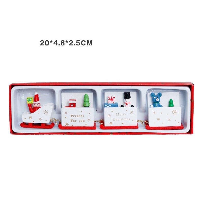 Christmas Train Sleigh Four Window Decoration Snowflake Wooden Train Car Christmas Decoration: white