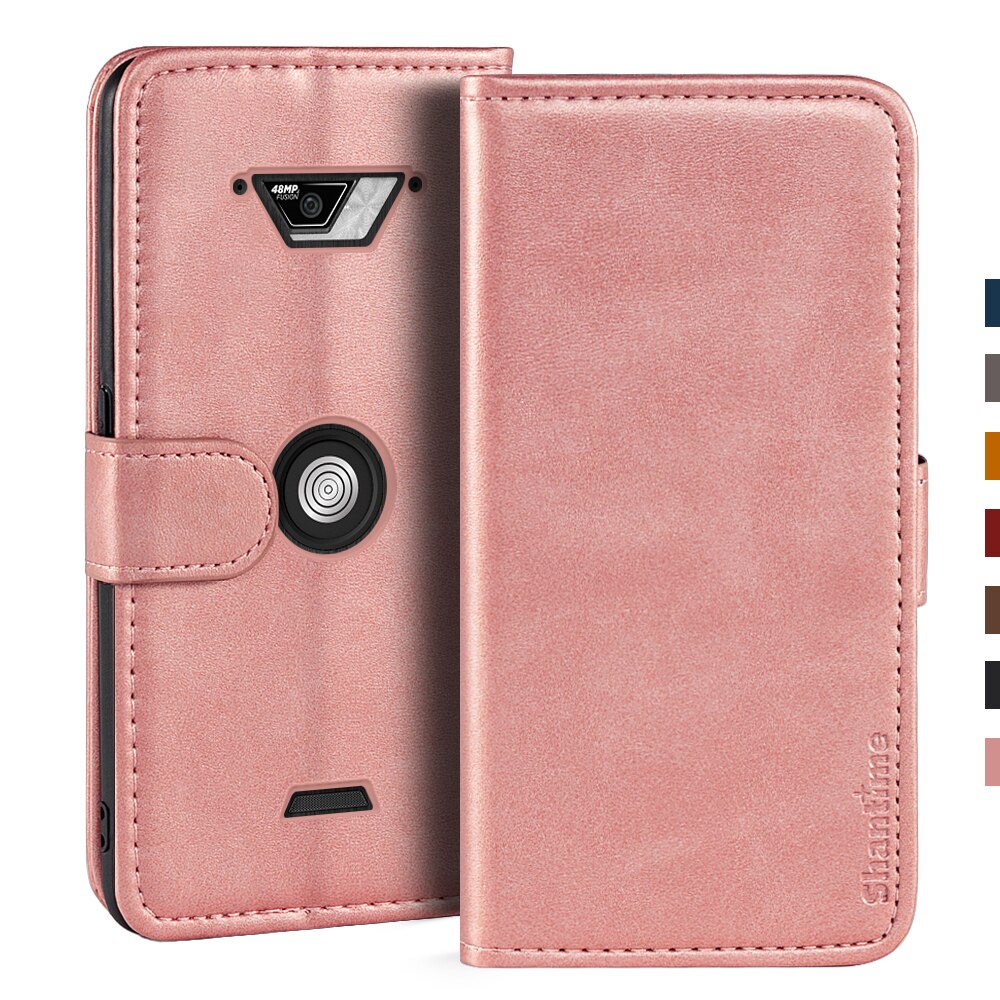 Étui portefeuille en cuir avec support pour téléphone Crosscall Core-X4, housse avec coque magnétique,: Rose gold