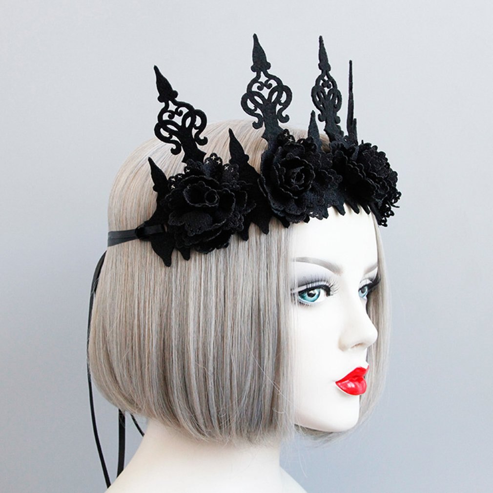 Style sombre Style gothique couronne noire Halloween carnaval accessoires femme assistant maquillage mascarade guirlande bandeau cheveux accessoires