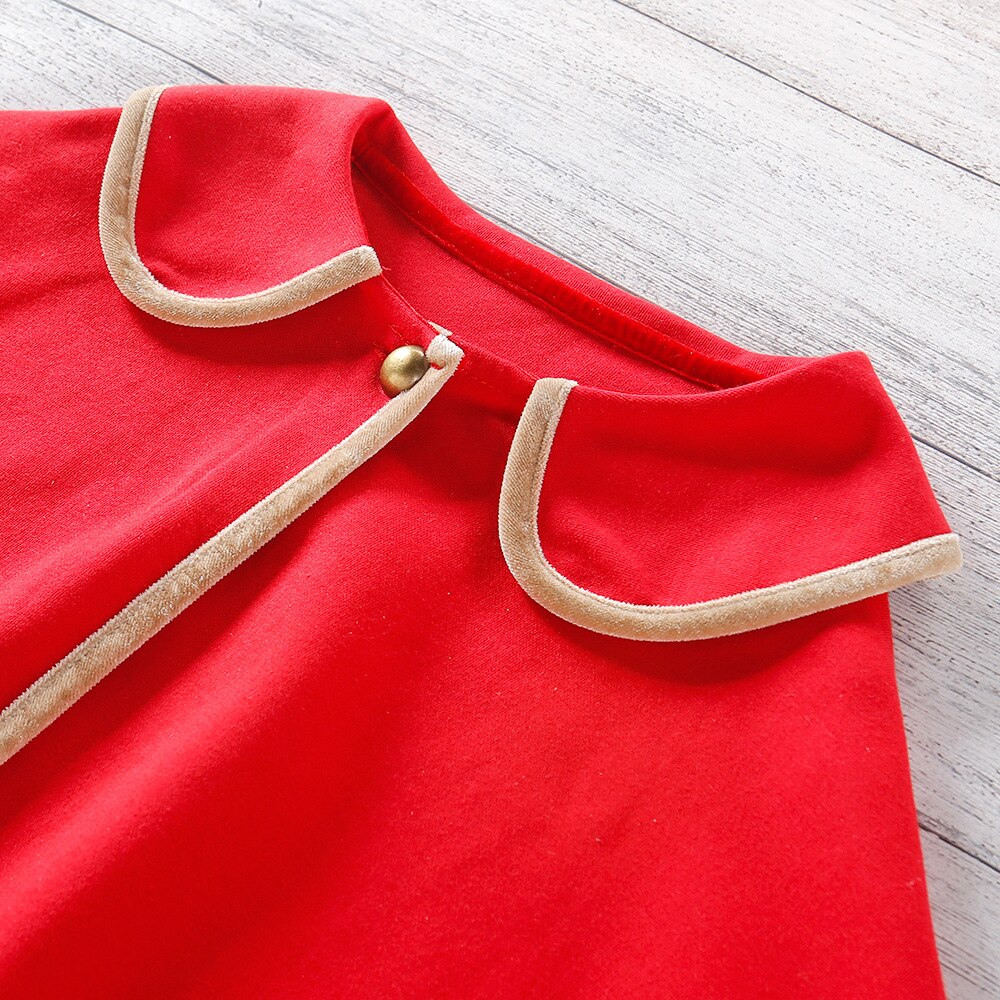Veste cape rouge pour filles, vêtements d&#39;automne et d&#39;hiver, manteaux à la , vêtements de noël pour enfants