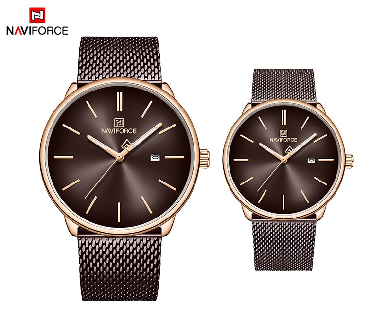 NAVIFORCE Couple montre hommes montre Simple de luxe Quartz montre-bracelet femmes horloge pour mâle femelle étanche amoureux mince montre: RGCE MEN and WOMEN