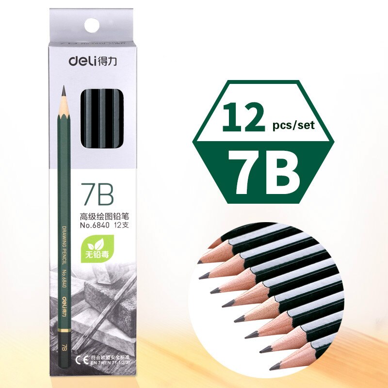 DELI Sketch Pencils Wooden Lead Pencils Art Examination Special Drawing Pencils Pens Pencils and Writing Supplies: 7B