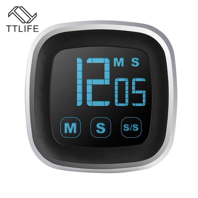 TTLIFE Large Electronic Touch Screen LED Display Kitchen Timer Electronic Digital Kitchen Cooking Timer Refrigerator Watch