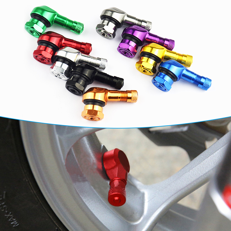 2pcs Motorcycle Rim Wheel Tire Valves Stem Cap 90 Degree Angle CNC Aluminum Alloy Air Tire Cover 17mm Tubeless Valve Stems Parts