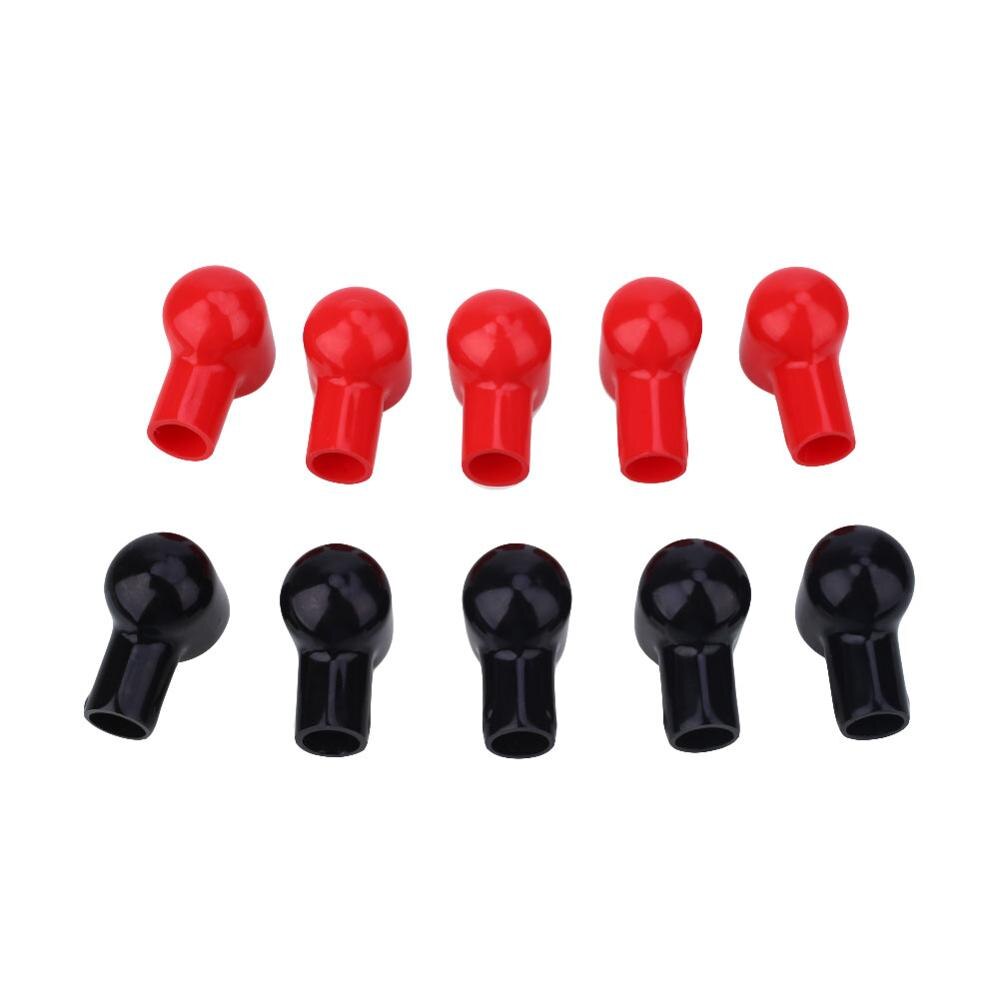 VEHEMO-cubierta aislante para batería de coche, herramienta de cubierta aislante de goma redonda de 20x12MM, color negro y rojo, 10 unidades
