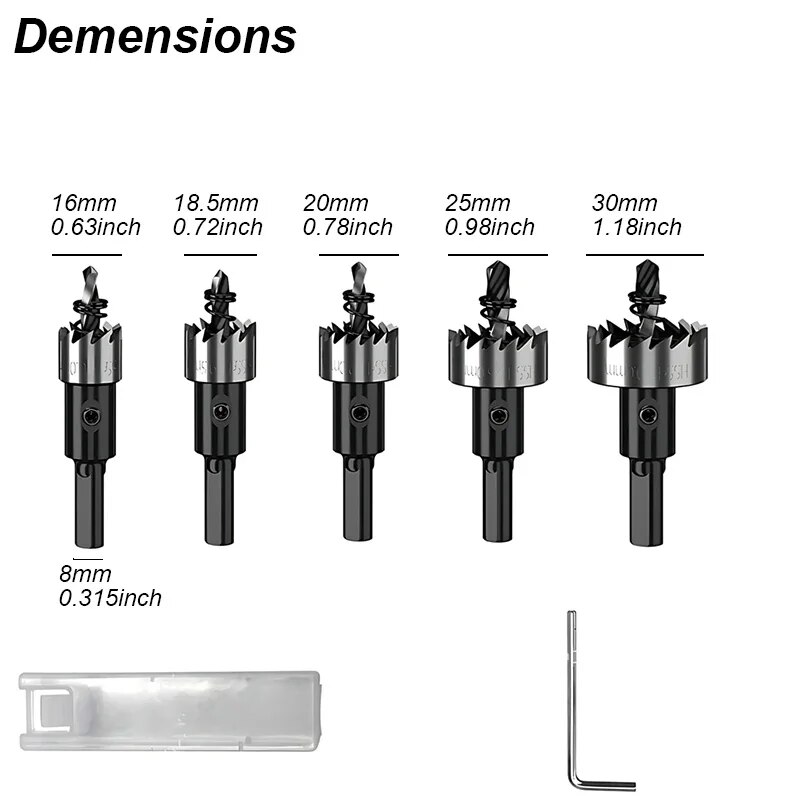 Hole Saw Cutter Drill Bit Set Holesaw Core HSS Wood Soft Metal Sheet Plastic PVC Stainless Steel High Speed for Power Tool