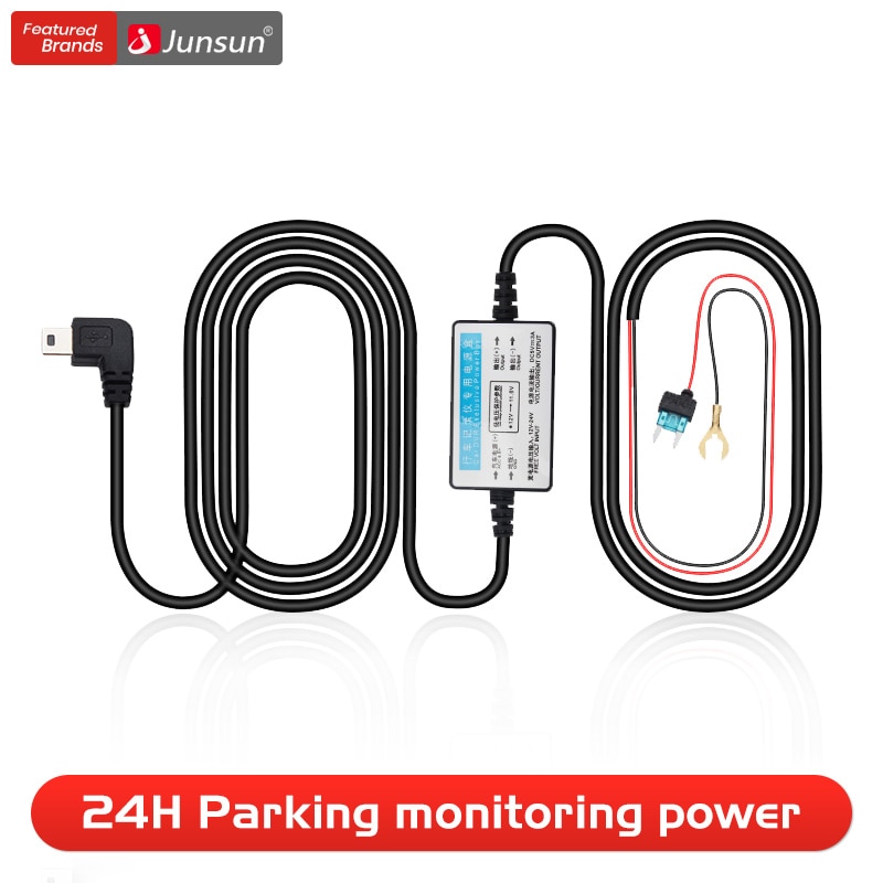 Junsun-Mini prise de courant 12/24V 5V | Câble de chargeur de voiture, Kit de cordon dur, Protection basse tension pour conduite, enregistreur, Dash Cams