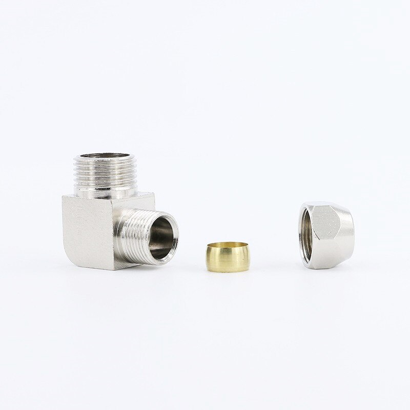 5pcs/lot copper fitting1/4" x 6mm elbow Ferrule Tube Pipe Fittings Threaded Male Connector, brass fitting