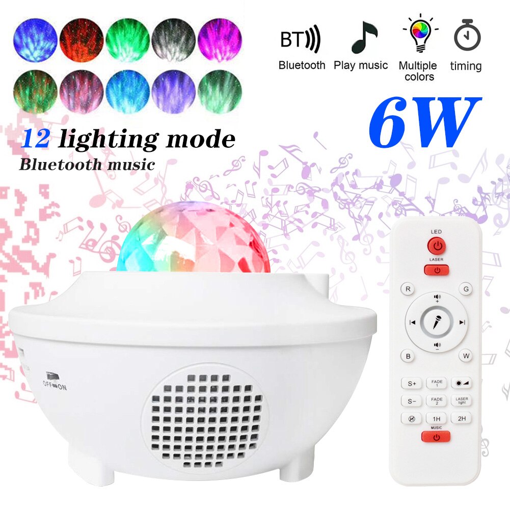 Christmas LED Galaxy Starry Sky Projector Water Waving Night Light Led Bluetooth Remote Lamp Atmospher Bedroom Beside Lamp: 01