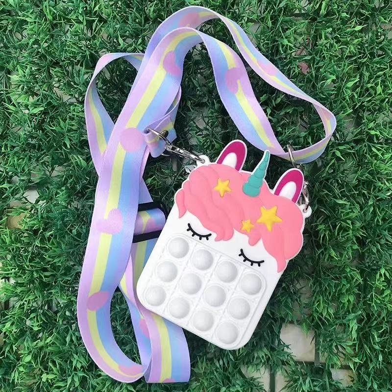 Silikonowa torba dziecięca przedszkolaki śliczne dzieci w kształcie kreskówek truskawkowy ananas naciskać denerwować po bańka jednorożec moneta torebka