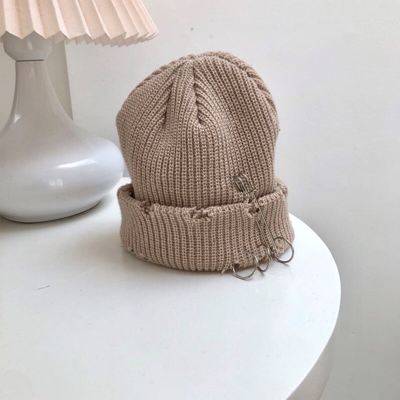 2022 hue kalot metalring uden kant hatte hip hop kasketter street strikkede huer hat kvinder kasket mænd motorhjelm gorras hombre femme: 7