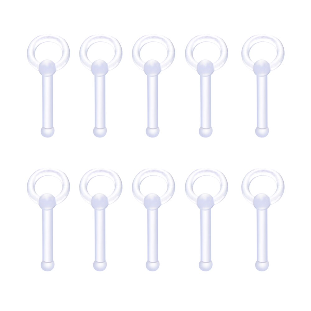 Lot de 10 clous d&#39;oreilles Bioflex transparents pour le nez, 10 formes, épingle à oreille pour le perçage du corps: Ring