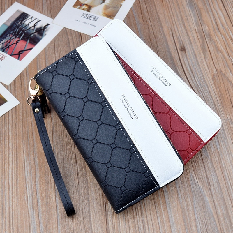 Long Pu Leather Women Wallet Plaid Tassel Wallets For Woman Wallet Purse Clutch Credit Card Holder Long purse cluthes